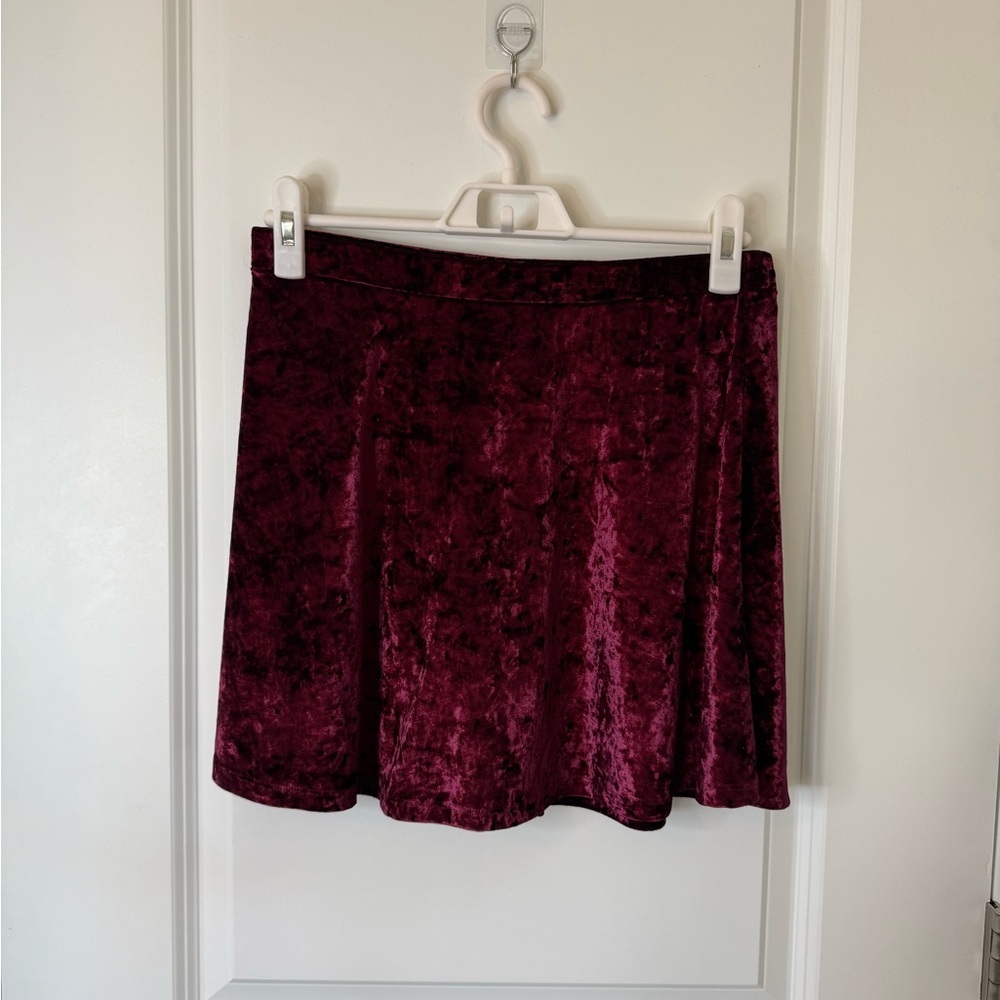 Express Velvet Wine Mini Skirt